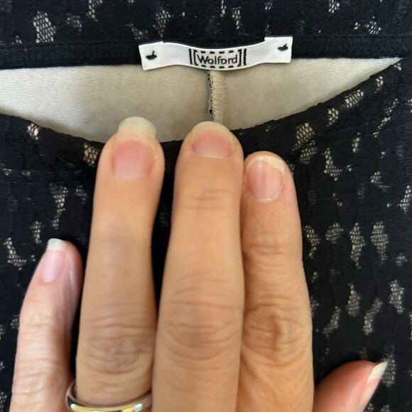 Wolford Black Lace Bonded Trousers Pull On Pants Leggings Pockets Luxury Sz 6 - Picture 4 of 7